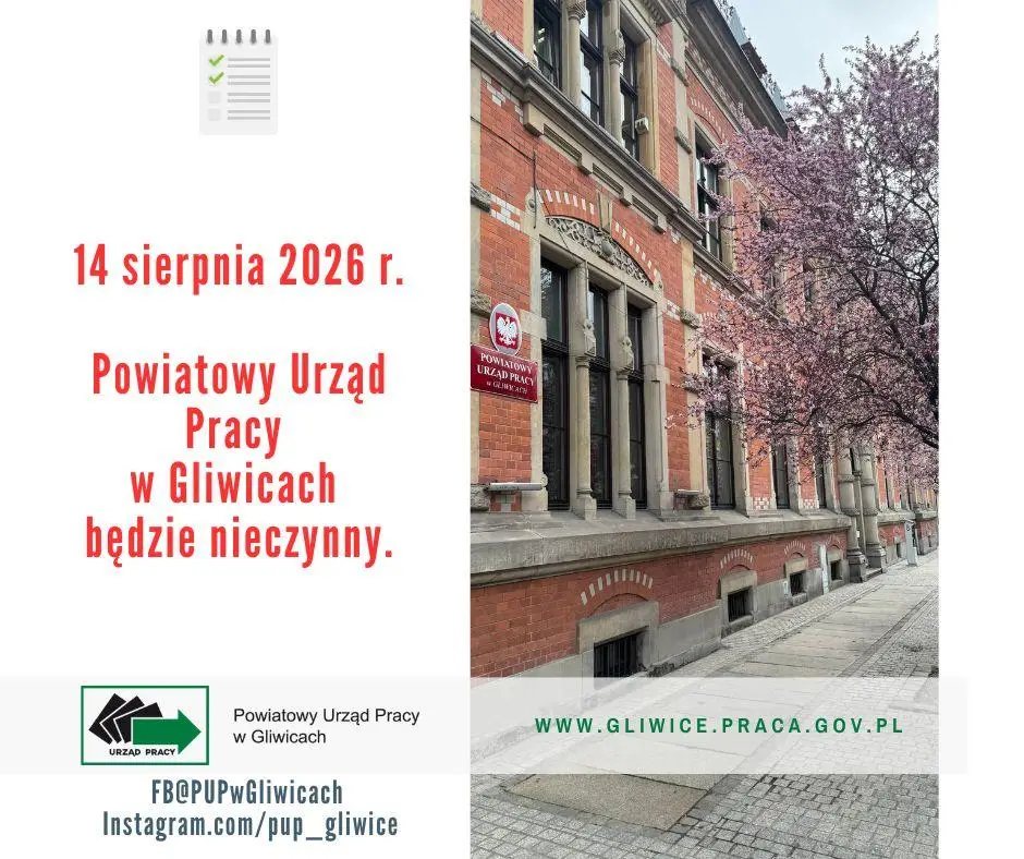 Godziny pracy Powiatowego Urzędu Pracy w Gliwicach