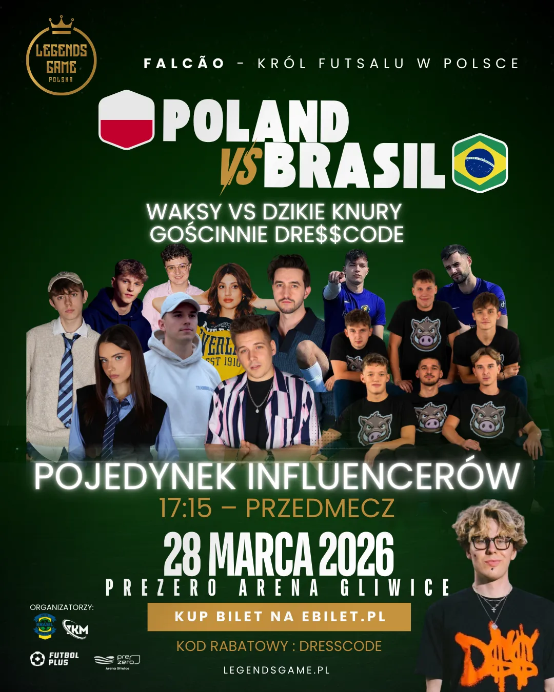 LEGENDS GAME POLSKA 2026 w Gliwicach: pokazowy mecz Polska – Brazylia, pojedynek influencerów i turniej dla dzieci z niepełnosprawnościami