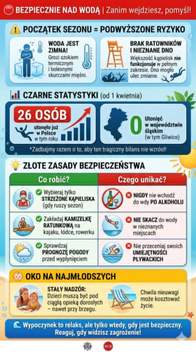 Apel o ostrożność nad wodą: 26 utonięć od 1 kwietnia
