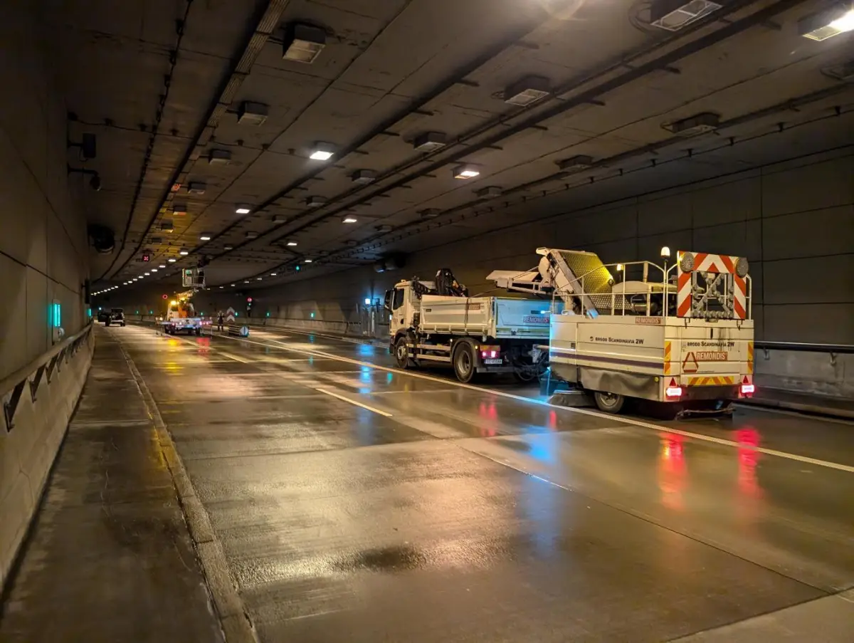 Przegląd nocny tunelu DTŚ w Gliwicach