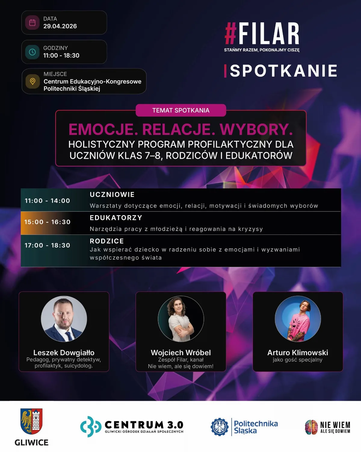 Konferencja „Emocje. Relacje. Wybory” dla uczniów, nauczycieli i rodziców