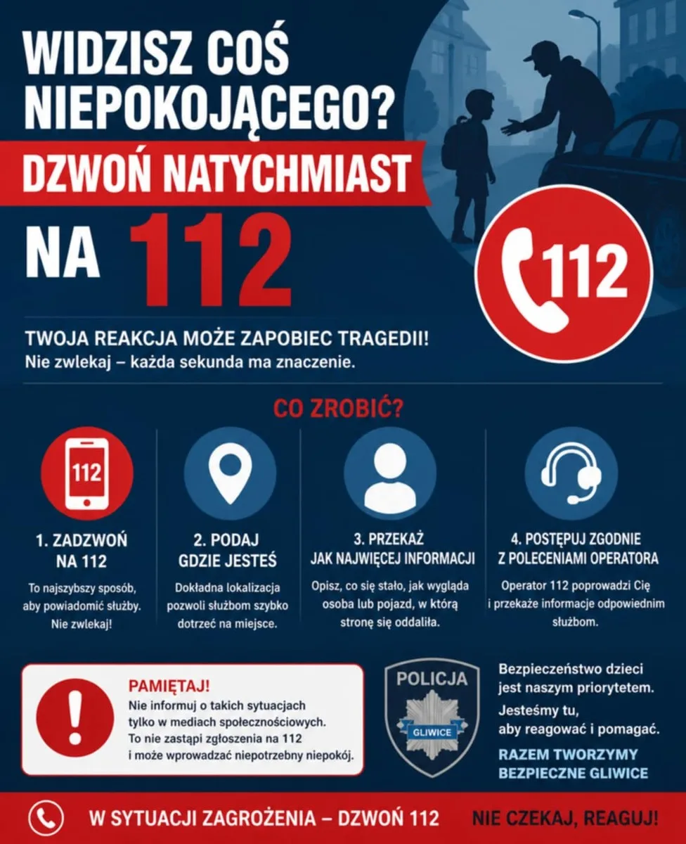 W przypadku zagrożenia zadzwonij na 112