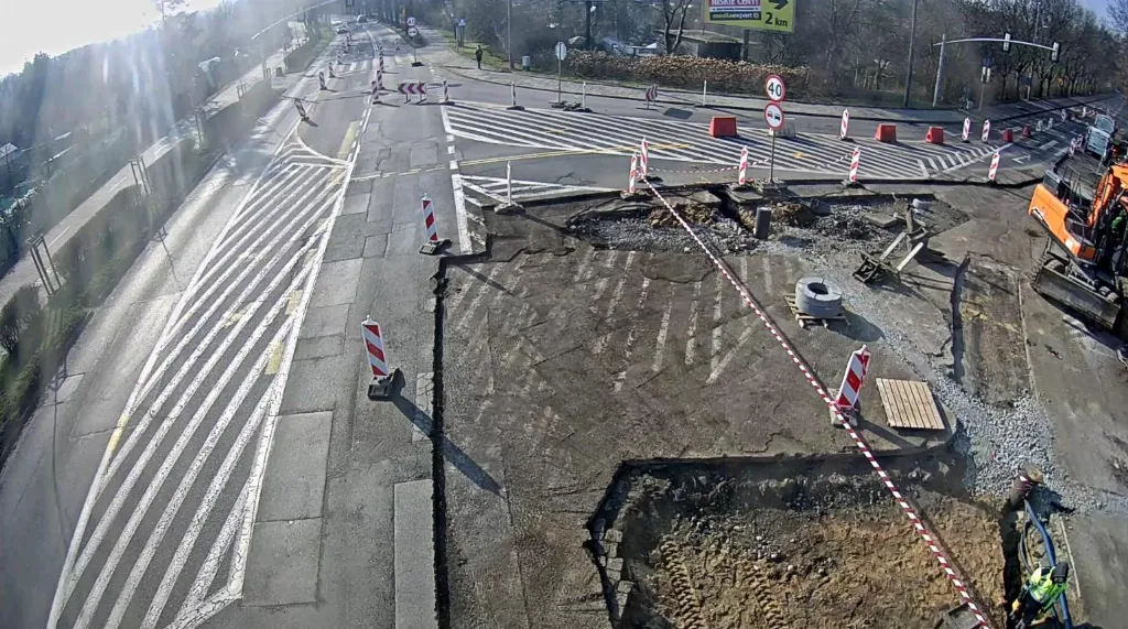 Przebudowa skrzyżowania Orlickiego i Wyspiańskiego w Gliwicach przebiega zgodnie z harmonogramem